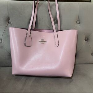 Pink coach soft leather tote bag